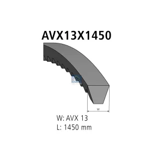 Courroie, L: 1450 mm, W: 13 mm, AVX13X1450 Pour Iveco EuroRider, P/PA - Mercedes-Benz OM 300 - (L-Serie) - 167644 - 167844.