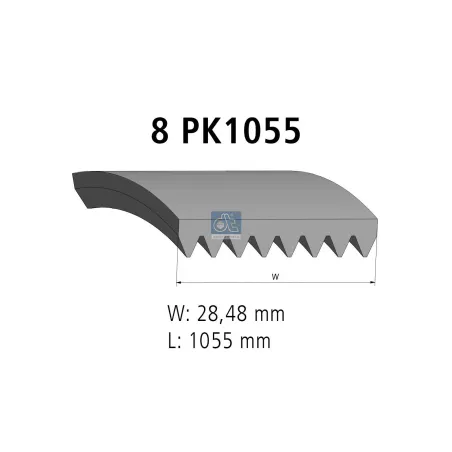 Courroie multi-nervures, 8 PK, L: 1055 mm, W: 28.5 mm, 8PK1055 Pour Cummins - Others - Volvo - 3805923 - 8PK1055