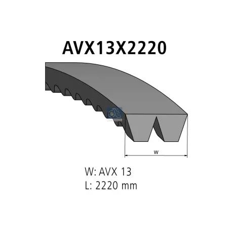 Courroie trapézoïdale composite, L: 2220 mm, W: 13 mm, AVX13X2220, 2 belts Pour Volvo B12 - 9523857 - ZG.02363-0008