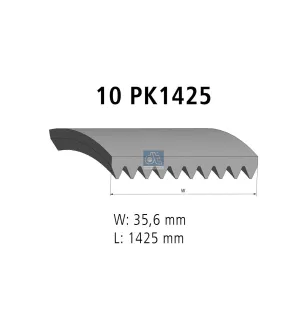 Courroie multi-nervures, 10 PK, L: 1425 mm, W: 35.6 mm, 10PK1425 Pour Renault Kerax - 10PK1425 - 7421030303 - 20484545