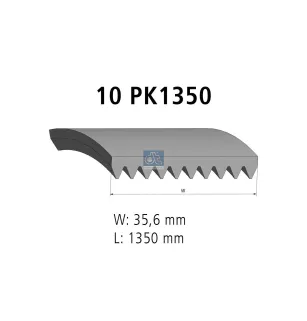 Courroie multi-nervures, 10 PK, L: 1350 mm, W: 35.6 mm, 10PK1350 Pour Mercedes-Benz Transporter - Volvo Construction Equipment