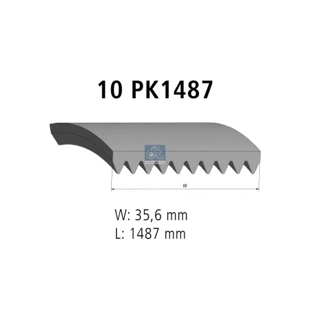 Courroie multi-nervures, 10 PK, L: 1487 mm, W: 35.6 mm, 10PK1487 Pour Renault Magnum - 7420724776 - 11709635 - 20724776