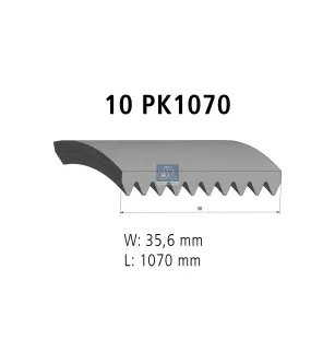 Courroie multi-nervures, 10 PK, L: 1070 mm, W: 35.6 mm, 10PK1070 - 10PK1070 - 2030381 - 20430381 - 981331 - ZG.01459-0008