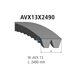 Courroie trapézoïdale composite, L: 2490 mm, W: 13 mm, AVX13X2490, 2 belts Pour Volvo B6, B7 - 20581953 - ZG.02366-0008