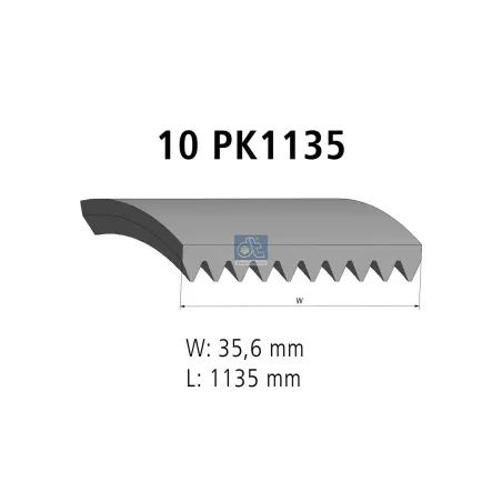 Courroie multi-nervures, 10 PK, L: 1135 mm, W: 35.6 mm, 10PK1135 - 3012550 - 10PK1135 - 20411607 - 981337 - ZG.01461-0008