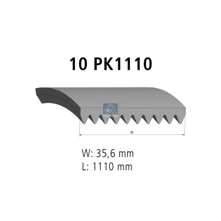 Courroie multi-nervures, 10 PK, L: 1110 mm, W: 35.6 mm, 10PK1110 Pour Renault Kerax, Magnum, Premium - 10PK1110 - 7420558734