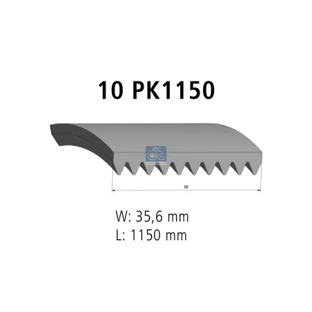 Courroie multi-nervures, 10 PK, L: 1150 mm, W: 35.6 mm, 10PK1150 Pour Others - Volvo - ZG - 10PK1150 - 20430384 - 981338