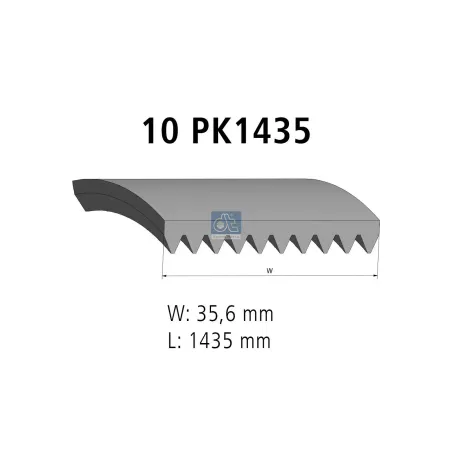 Courroie multi-nervures, 10 PK, L: 1435 mm, W: 35.6 mm, 10PK1435 Pour Volvo - ZG - 20496765 - ZG.01468-0008