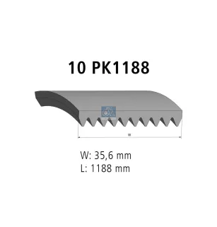 Courroie multi-nervures, 10 PK, L: 1188 mm, W: 35.6 mm, 10PK1188 Pour Volvo B7 - 20889847