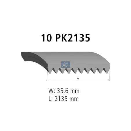 Courroie multi-nervures, 10 PK, L: 2135 mm, W: 35.6 mm, 10PK2135 Pour Scania L, P, G, R, S-Serie - Volvo B9 - 2157027 - 20873009