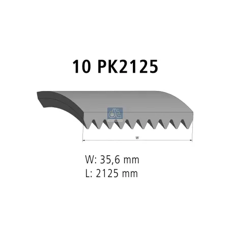 Courroie multi-nervures, 10 PK, L: 2125 mm, W: 35.6 mm, 10PK2125 Pour Volvo B12 - 20920423 - ZG.01474-0008