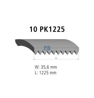 Courroie multi-nervures, 10 PK, L: 1225 mm, W: 35.6 mm, 10PK1225 Pour Volvo B9 - 20440011 - ZG.01475-0008