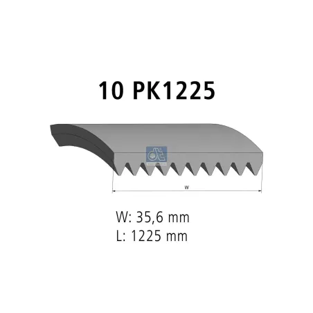 Courroie multi-nervures, 10 PK, L: 1225 mm, W: 35.6 mm, 10PK1225 Pour Volvo B9 - 20440011 - ZG.01475-0008