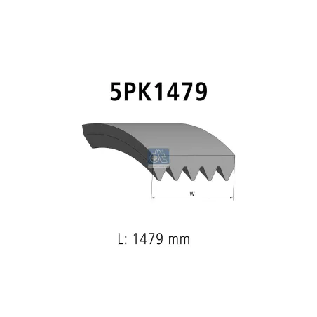 Courroie multi-nervures, 5 PK, L: 1479 mm, W: 17.8 mm, 5PK1479 Pour Volvo B9 - 21313941 - 22815588