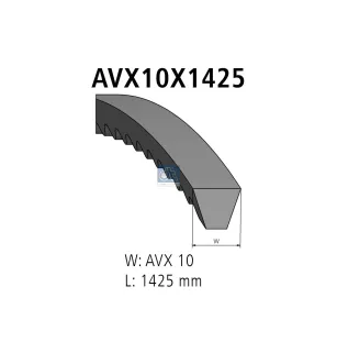 Courroie, L: 1425 mm, W: 10 mm, AVX10X1425 Pour MAN Chassis, G/M/F 90 - 720500138 - 2612074 - 2612075 - 2612076