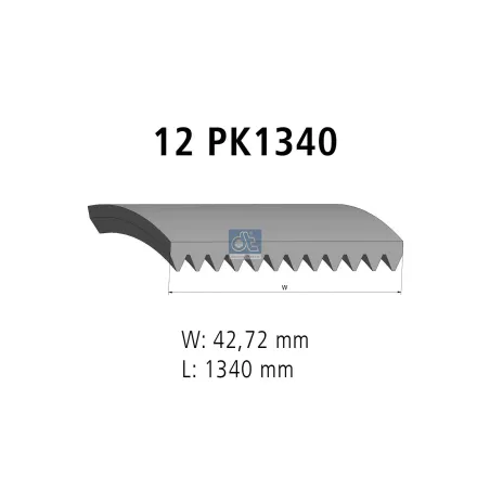 Courroie multi-nervures, 12 PK, L: 1340 mm, W: 42.7 mm, 12PK1340 Pour Others - Volvo - ZG - 12PK1340 - 8550601