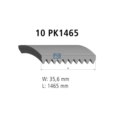 Courroie multi-nervures, 10 PK, L: 1465 mm, W: 35.6 mm, 10PK1465 pour Volvo Construction Equipment, Volvo B12