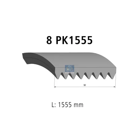 Courroie multi-nervures, 8 PK, L: 1555 mm, W: 28.5 mm, 8PK1555 - 21371745