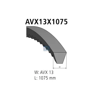 Courroie, L: 1075 mm, W: 13 mm, AVX13X1075 Pour Iveco MK, P/PA - MAN Chassis, D-engines, F 7/8/9, Sonstige Busse