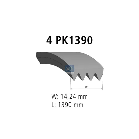 Courroie multi-nervures, 4 PK, L: 1390 mm, W: 14.2 mm, 4PK1390 Pour MAN Chassis, D-engines, G/M/F 90, Lion's, L/M/F/E 2000.