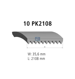 Courroie multi-nervures, 10 PK, L: 2108 mm, W: 35.6 mm, 10PK2108 Pour MAN Chassis, D-engines, G/M/F 90, Lion's, L/M/F/E 2000