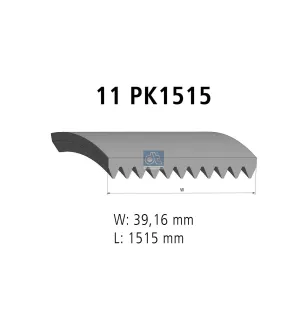 Courroie multi-nervures, 11 PK, L: 1515 mm, W: 39.2 mm, 11PK1515 Pour MAN Chassis, D-engines, E-engines, G/M/F 90, Lion's