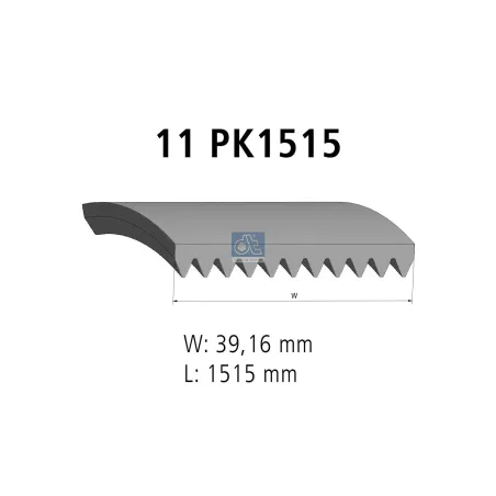 Courroie multi-nervures, 11 PK, L: 1515 mm, W: 39.2 mm, 11PK1515 Pour MAN Chassis, D-engines, E-engines, G/M/F 90, Lion's