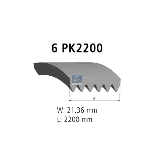 Courroie multi-nervures, 6 PK, L: 2200 mm, W: 21.4 mm, 6PK2200 Pour VW LT - Ford Transit - MAN N-Busse, Sonstige Busse.