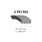 Courroie multi-nervures, 4 PK, L: 1366 mm, W: 14.2 mm, 4PK1366 Pour MAN Chassis, D-engines, G/M/F 90, Lion's, L/M/F/E 2000.