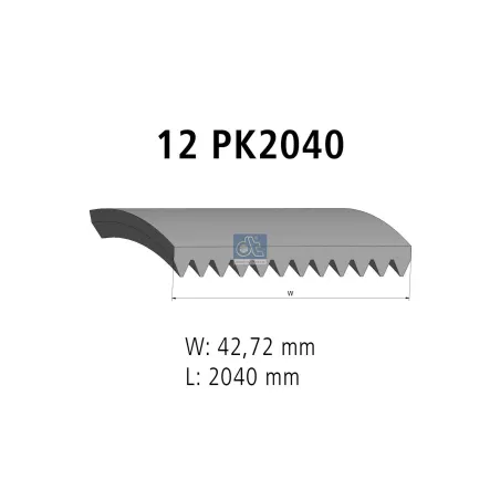 Courroie multi-nervures, 12 PK, L: 2040 mm, W: 42.7 mm, 12PK2040 Pour MAN tbd - 82.96820.0016