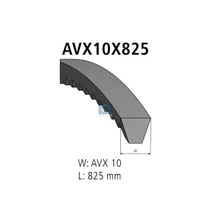 Courroie, L: 825 mm, W: 10 mm, AVX10X825 Pour MAN Chassis - BMW tbd - Cummins tbd - X696613101000 - 07618521 - 08240410