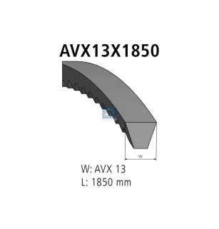 Courroie, L: 1850 mm, W: 13 mm, AVX13X1850 Pour Scania 3-Serie Bus - 06.58072.2551 - 06.58073.2551 - 06.80722.2551