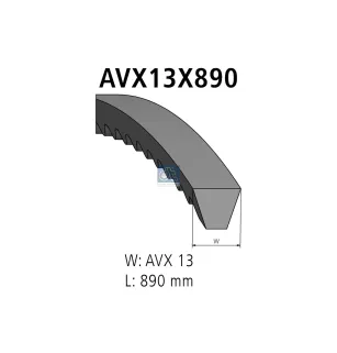 Courroie, L: 890 mm, W: 13 mm, AVX13X890 Pour Iveco Daily - 0192153 - 1208086 - 192153 - 99462228 - 06.58079.0020 - 90871-08755