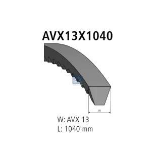 Courroie, L: 1040 mm, W: 13 mm, AVX13X1040 Pour Iveco EuroStar, EuroTech, Trakker - BMW tbd - 11281706788 - 08017982.