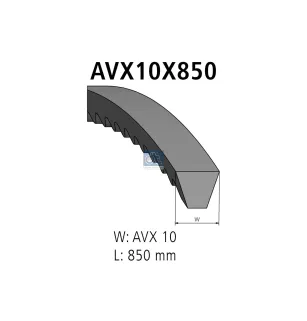 Courroie, L: 850 mm, W: 10 mm, AVX10X850 Pour Iveco Daily - 07574198 - 164035011 - 10200210300 - 105140210300 - 60504835.