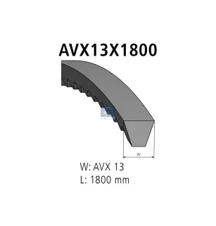 Courroie, L: 1800 mm, W: 13 mm, AVX13X1800 Pour Mercedes-Benz Unimog - 0552888 - 552888 - 04772213 - 04829322 - 4772213.