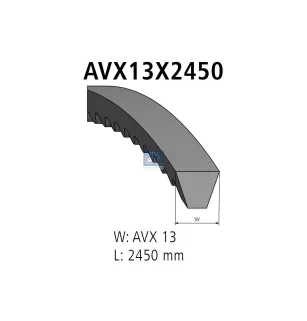 Courroie, L: 2450 mm, W: 13 mm, AVX13X2450 Pour Mercedes-Benz - 0109972792 - 0109976792 - A0109972792 - A0109976792.