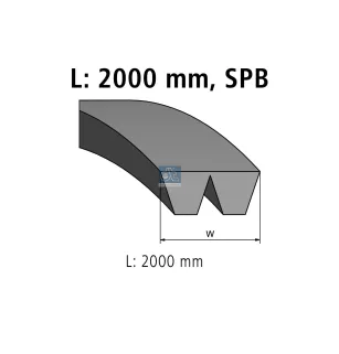 Courroie trapézoïdale composite, L: 2000 mm, SPB2000, 2 belts Pour Mercedes-Benz Atego 1, Atego 2, Axor, Citaro, Econic 1.