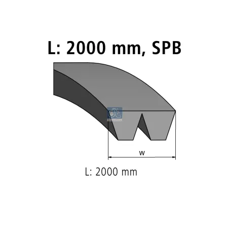 Courroie trapézoïdale composite, L: 2000 mm, SPB2000, 2 belts Pour Mercedes-Benz Atego 1, Atego 2, Axor, Citaro, Econic 1.