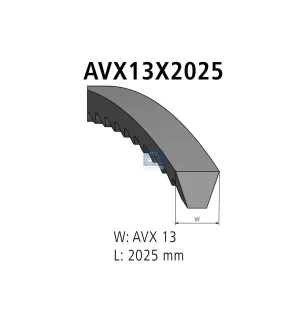 Kit de courroies, L: 2025 mm, W: 13 mm, AVX13X2025, 2 belts Pour Mercedes-Benz NG-Series (OM 400), SK-Series (OM 400).