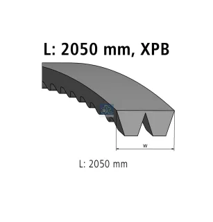 Courroie trapézoïdale composite, L: 2050 mm, XPB2050, 2 belts Pour Mercedes-Benz - 0129975792 - A0129975792.