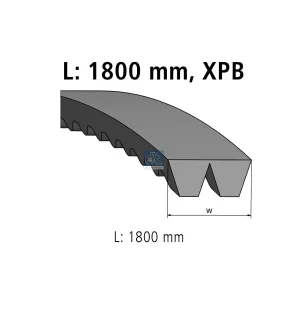 Courroie trapézoïdale composite, L: 1800 mm, XPB1800, 2 belts Pour Mercedes-Benz - 6139930295 - A6139930295.