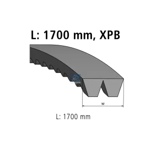 Courroie trapézoïdale composite, L: 1700 mm, XPB1700, 2 belts Pour Mercedes-Benz - 6139970592 - A6139970592.