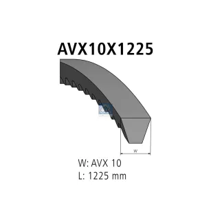 Courroie, L: 1225 mm, W: 10 mm, AVX10X1225 Pour Renault G / Manager, Midliner - 7700321502 - 613602 - GFB211 - 2696274 - 2696275