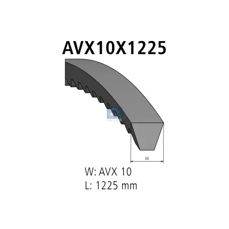 Courroie, L: 1225 mm, W: 10 mm, AVX10X1225 Pour Renault G / Manager, Midliner - 7700321502 - 613602 - GFB211 - 2696274 - 2696275