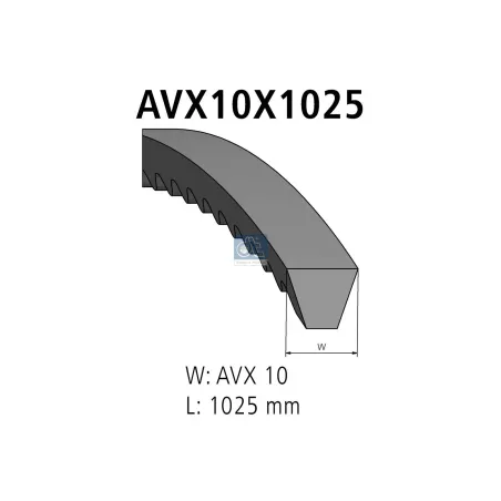 Courroie, L: 1025 mm, W: 10 mm, AVX10X1025 Pour Iveco P/PA - Renault Master - VW LT - Fendt tbd - BMW tbd - 46510517 - 059119137