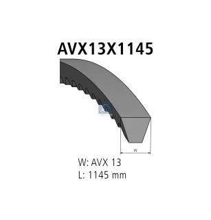 Courroie, L: 1145 mm, W: 13 mm, AVX13X1145 Pour Mercedes-Benz G-Klasse - 01168318 - 1168318 - 98466077 - 0059975292 - 0069971192