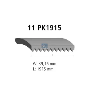 Courroie multi-nervures, 11 PK, L: 1915 mm, W: 39.2 mm, 11PK1915 pour Mercedes-Benz Actros 2, Actros 3, Actros