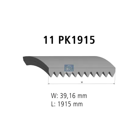 Courroie multi-nervures, 11 PK, L: 1915 mm, W: 39.2 mm, 11PK1915 pour Mercedes-Benz Actros 2, Actros 3, Actros