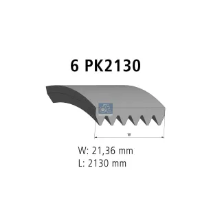 Courroie multi-nervures, 6 PK, L: 2130 mm, W: 21.4 mm, 6PK2130 pour VW LT, Mercedes-Benz G-Klasse